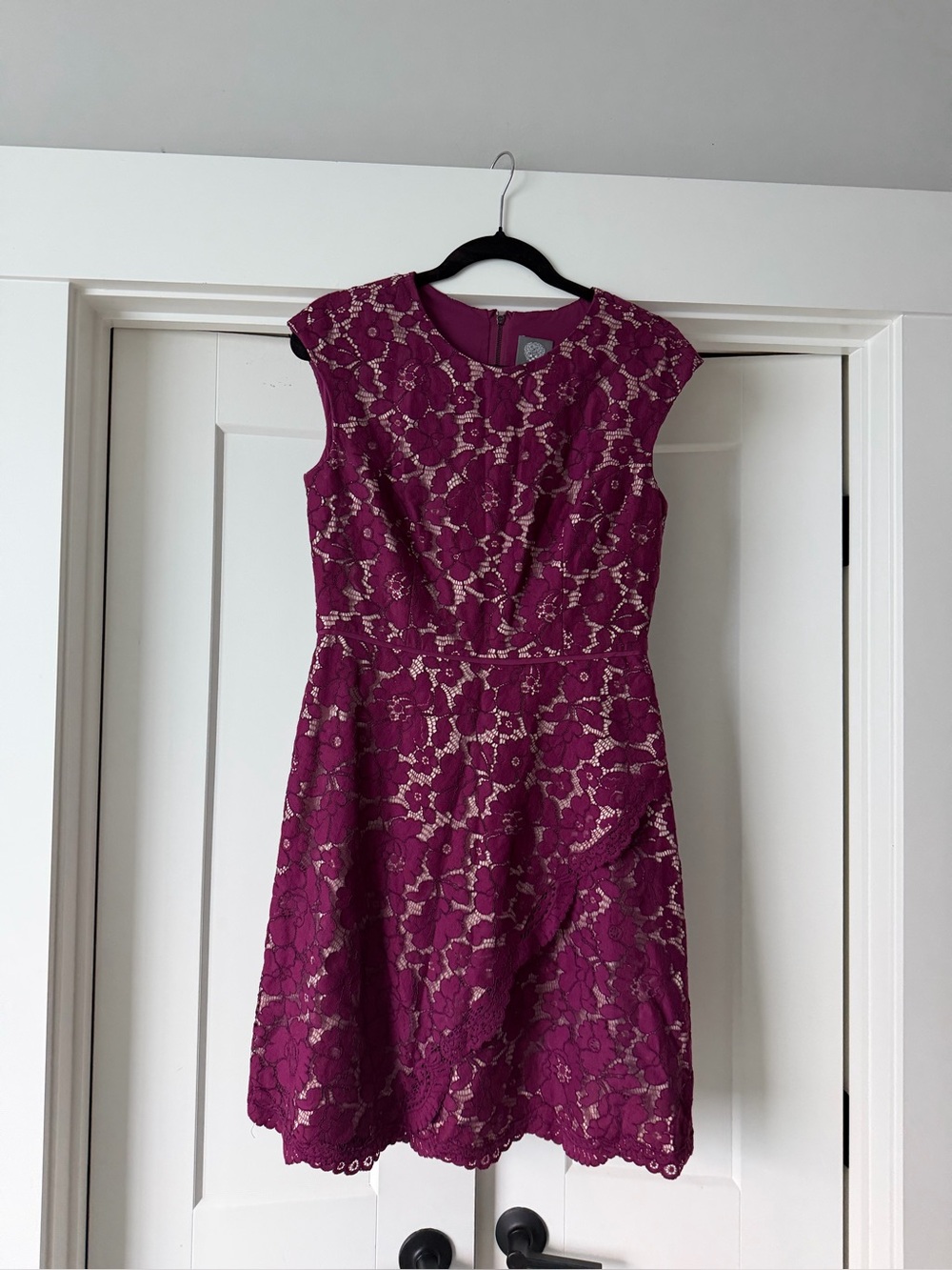 Vince Camuto Magenta Lace Fit & Flare Dress
